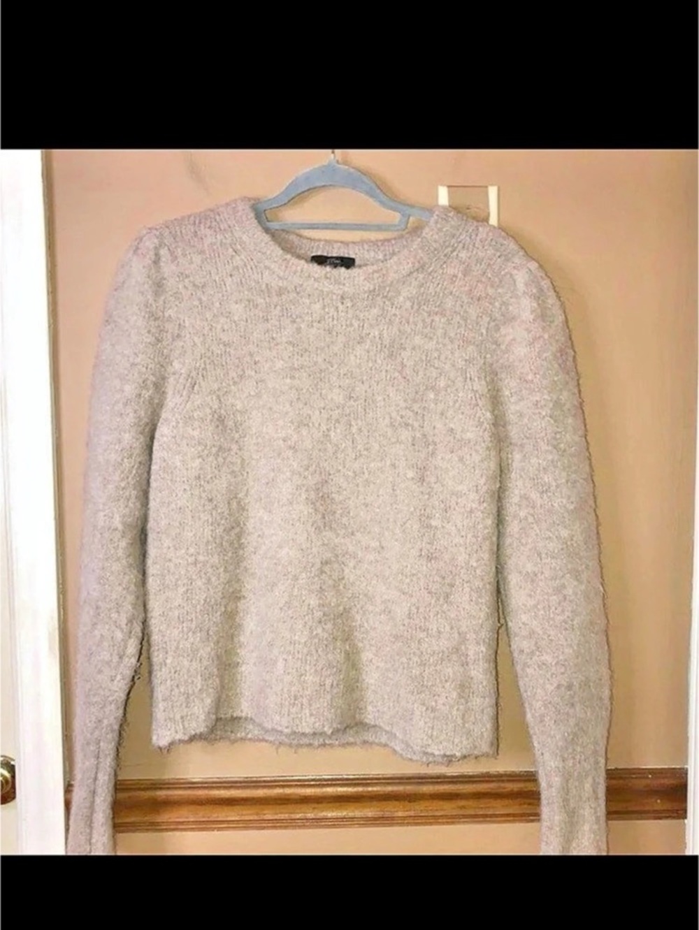 J.Crew Puff-Sleeve Fuzzy Crewneck Sweater Gray Medium